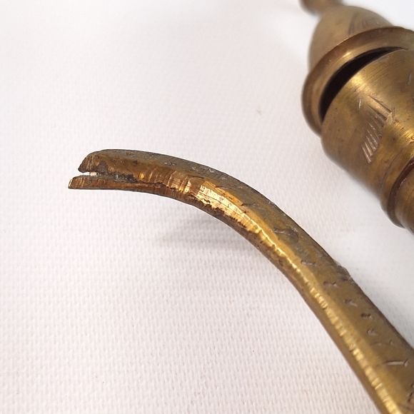 Vintage Ornate Engraved Solid Brass Teapot Genie Lamp Oil Pitcher India - Picture 8 of 11